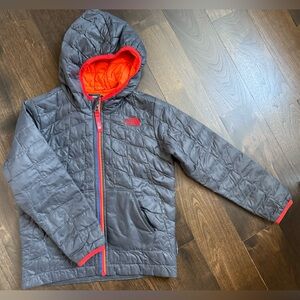 The North Face Gray Jacket with Orange Lining